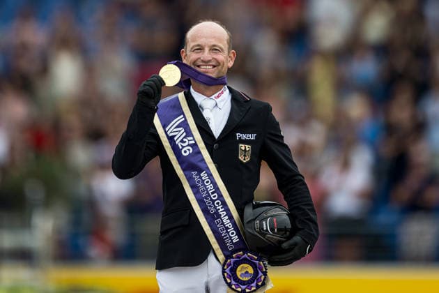Sport Bilder des Tages 260816 Michael Jung of Germany with horse fischerChipmunk celebrates on the podium with his god medal after the Eventing Show Jumping Final during day 6 of the 2026 FEI World Championships on August 16, 2026 in Aachen. Photo: Emma Wallskog BILDBYRAN kod EW EW0687 ridsport equestrian rid-vm 2026 2026 fei world championships bbeng ridsport-vm fälttävlan eventing jubel guld gold *** August 16, 2026: Michael Jung of Germany, riding FischerChipmunk, celebrates on the podium with his gold medal after the Eventing Show Jumping Final on Day 6 of the 2026 FEI World Championships, 2026 in Aachen. Photo by Emma Wallskog. BILDBYRAN code EW EW0687. equestrian sports, 2026 World Championships, 2026 FEI World Championships, BBENG, equestrian sports, World Championships, eventing, celebration, gold  Copyright: EMMAxWALLSKOG BB260816EW044