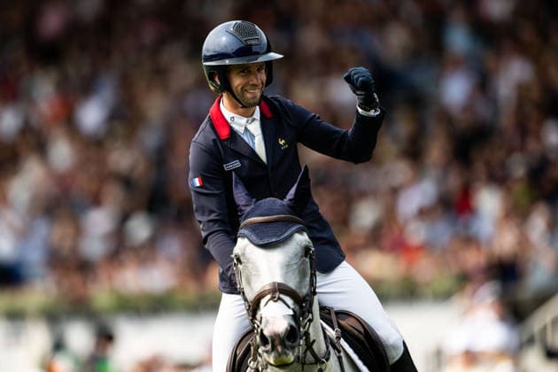 260816 Alexis Goury of France with horse Je Vall celebrates during the Eventing Show Jumping Final during day 6 of the 2026 FEI World Championships on August 16, 2026 in Aachen. Photo: Emma Wallskog BILDBYRAN kod EW EW0687 ridsport equestrian rid-vm 2026 2026 fei world championships bbeng ridsport-vm fälttävlan eventing jubel *** August 16, 2026: Alexis Goury of France, riding Je Vall, celebrates during the Eventing Show Jumping Final on Day 6 of the 2026 FEI World Championships in Aachen. 2026 in Aachen. Photo by Emma Wallskog. BILDBYRAN code EW EW0687 equestrian sports riding 2026 World Championships 2026 FEI World Championships BBENG equestrian sports World Championships eventing celebration  Copyright: EMMAxWALLSKOG BB260816EW069