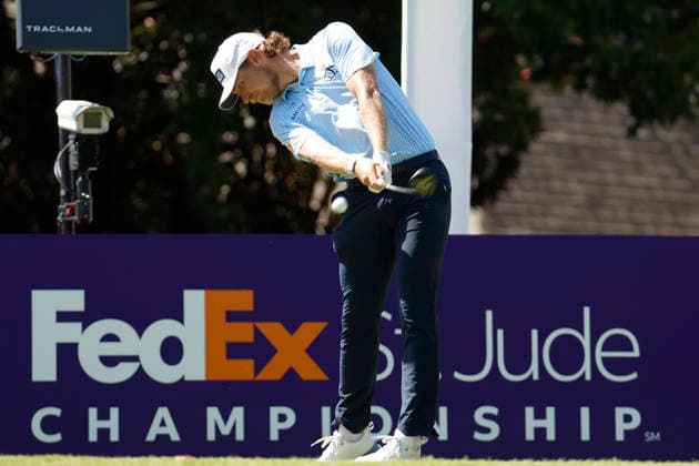 MEMPHIS, TN - AUGUST 16: Keristoffer Reitan of Norway hits his tee shot on No. 17 during the final round of the FedEx St. Jude Championship, August 16, 2026, at TPC Southwind in Memphis, Tennessee. (Photo by Matthew Maxey Icon Sportswire) GOLF: AUG 16 PGA, Golf Herren FedEx St. Jude Championship EDITORIAL USE ONLY Icon260816016