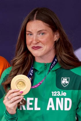2026 European Athletics Championships, Alexander Stadium, Birmingham, England 16 8 2026 Women™s Heptathlon Medal Ceremony Ireland™s Kate O™Connor celebrates after receiving her gold medal Kate O™Connor celebrates after receiving her gold medal 16 8 2026  Copyright: xx 0U6A8368
