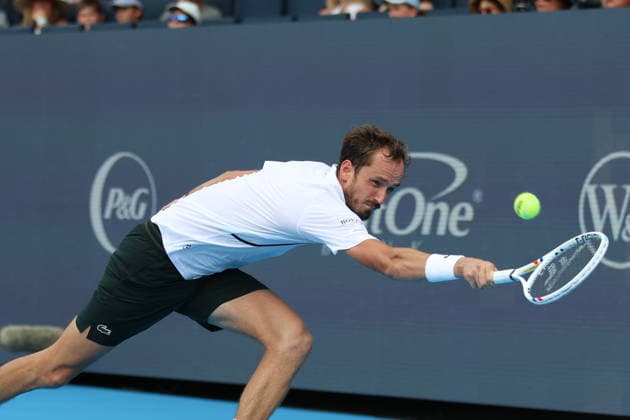 MASON, OHIO - AUGUST 16: Daniil Medvedev of Russia in action during day six of the Cincinnati Open at the Lindner Family Tennis Center on August 16, 2026 in Mason, Ohio.  Copyright: xShainaxBenhiyoun SPPx Sportspressphoto_SPR208917
