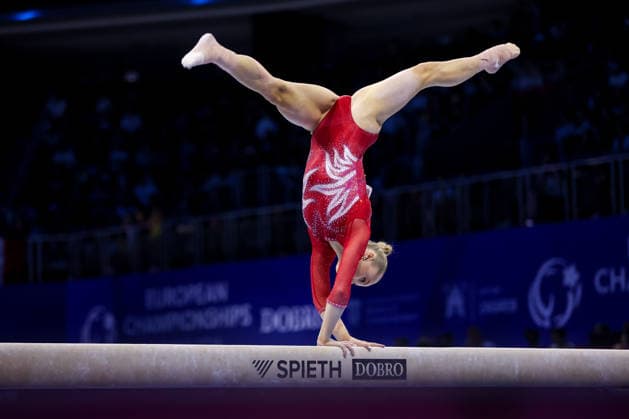 36th European Championships and 15th European Junior Championships in WomenÂ s Artistic Gymnastics - Finals Angelina Melnikova of Russia competes on the Balance beam during Senior Women™s Team Final on day 4 of the 2026 Women s Artistic Gymnastics European Championships at Arena Zagreb on August 16, 2026 in Zagreb, Croatia.  IgorxKralj PIXSELL