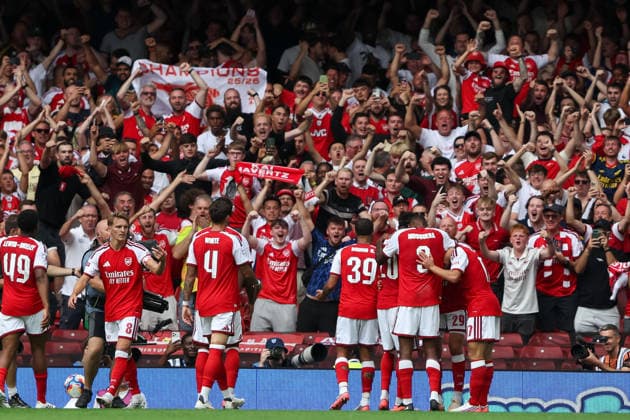Arsenal v Manchester City FA Community Shield Kai Havertz of Arsenal scores his teams second goal of the match during the FA Community Shield match between Arsenal and Manchester City at the Principality Stadium, Cardiff 16 08 2026 UK Newspapers OUT Copyright: xKaraxThomasx FIL-23790-0086
