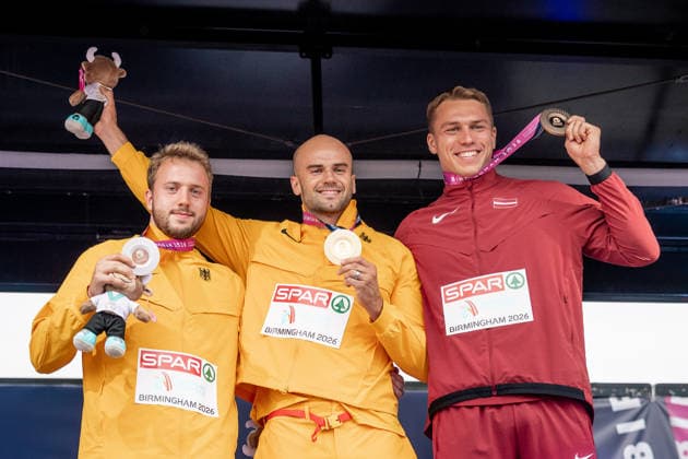 Nick Thumm (VfB Stuttgart, Speerwurf Maenner), Julian Weber (USC Mainz, Speerwurf Maenner), GBR, Leichtathletik, Athletics, European Athletics Championships 2026, Leichtathletik Europameisterschaft 2026, Birmingham 2026, 16.08.2026, GBR, Leichtathletik, Athletics, European Athletics Championships 2026, Leichtathletik Europameisterschaft 2026, Birmingham 2026, 16.08.2026 Birmingham *** Nick Thumm, VfB Stuttgart, Men s Javelin Throw; Julian Weber, USC Mainz, Men s Javelin Throw; GBR, Track and Field, Athletics, 2026 European Athletics Championships, 2026 European Track and Field Championships, Birmingham 2026, August 16, 2026, GBR, Track and Field, Athletics, 2026 European Athletics Championships, 2026 European Track and Field Championships, Birmingham 2026, August 16, 2026, Birmingham Copyright: xStefanxMayerx EP_SMR
