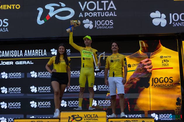 August 16, 2026, Porto, Porto, Portugal: Mondim de Basto, August 16 - Alexis Guerin of France and Anicolor-Campicarn Cycling Team is seen celebrating the win during the 10th stage from Maia to Porto of the Volta a Portugal 2026 on August 16, 2026 in Porto, Portugal 87th Volta A Portugal - 10th Stage  - ZUMAl192 20260816_zsp_l192_066 Copyright: xMiguelxLemosx
