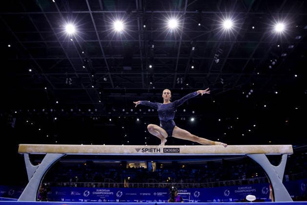 36th European Championships and 15th European Junior Championships in WomenÂ s Artistic Gymnastics - Finals Ruby Stacey of Great Britain competes on the Balance beam during Senior Women™s Team Final on day 4 of the 2026 Women s Artistic Gymnastics European Championships at Arena Zagreb on August 16, 2026 in Zagreb, Croatia.  IgorxKralj PIXSELL