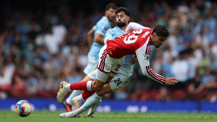 Josko Gvardiol of Manchester City with Kai Havertz of Arsenal Arsenal v Manchester City - The FA Charity Shield Final 2026, Football. Principality Stadium, Cardiff, WALES, UK. 16 AUG 2026Cardiff Principality Stadium WALES United Kingdom  Copyright: xJASONPIX Shutterstockx 17095653ew