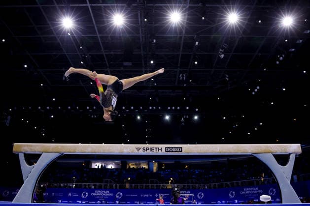 36th European Championships and 15th European Junior Championships in WomenÂ s Artistic Gymnastics - Finals Lena Devreker of Belgium competes on the Balance beam during Senior Women™s Team Final on day 4 of the 2026 Women s Artistic Gymnastics European Championships at Arena Zagreb on August 16, 2026 in Zagreb, Croatia.  IgorxKralj PIXSELL