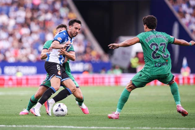 August 16, 2026, Cornella, Barcelona, SPAIN: Edu Exposito of RCD Espanyol in action during the Spanish league, LaLiga EA Sports, football match played between RCD Espanyol and Levante UD at RCDE Stadium on August 16, 2026 in Cornella, Spain. Cornella SPAIN - ZUMAa181 20260816_zaa_a181_082 Copyright: xJavierxBorregox