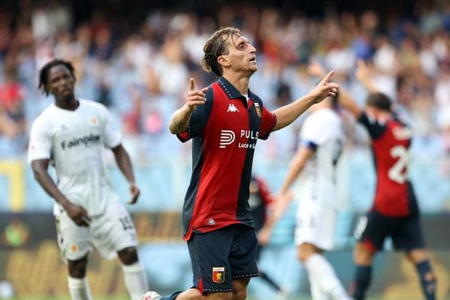 Foto IPP ACGE Genova 16 08 2026 32°Coppa Italia 2026 2027 Genoa-Ascoli nella foto: Tommaso Baldanzi esulta dopo il gol del 2-1 Italy Photo Press World Copyright Genova italy Italia ITALY  Copyright: xR4924_italyphotopressx