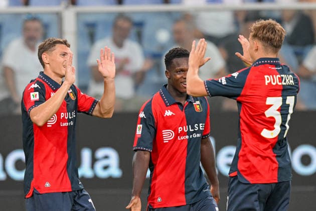 GenoaÕs Elias Havel celebrates after scoring a goal for his team during the Italian Cup soccer match between Genoa and Ascoli at the Luigi Ferraris Stadium in Genoa, Italy - Sunday, August 16, 2026. - Soccer .  Copyright: xTanoxPecoraro LaPressex