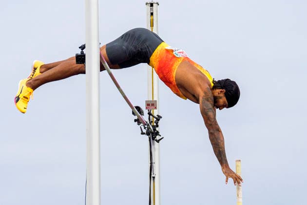 BIRMINGHAM, GREAT BRITAIN - AUGUST 16, 2026 : Bo Kanda LITA BAEHRE (GER Germany) competing in the pole vault final during the European Athletics Championships at Alexander Stadium on August 16, 2026 in Birmingham, Great Britain. Great Britain Copyright: xLeahxKohringx