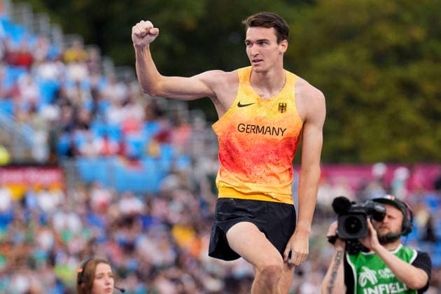 BIRMINGHAM, GREAT BRITAIN - AUGUST 16, 2026 : Bo Kanda LITA BAEHRE (GER Germany) competing in the pole vault final during the European Athletics Championships at Alexander Stadium on August 16, 2026 in Birmingham, Great Britain. Great Britain Copyright: xLeahxKohringx