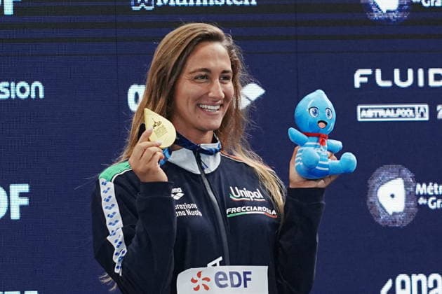 Simona Quadarella win gold medal in the Women s 400m freestyle at the Swimming European Aquatics Championships Paris 2026, Paris, August 16, 2026  Copyright: xGianxMattiaxD™alberto LaPressex