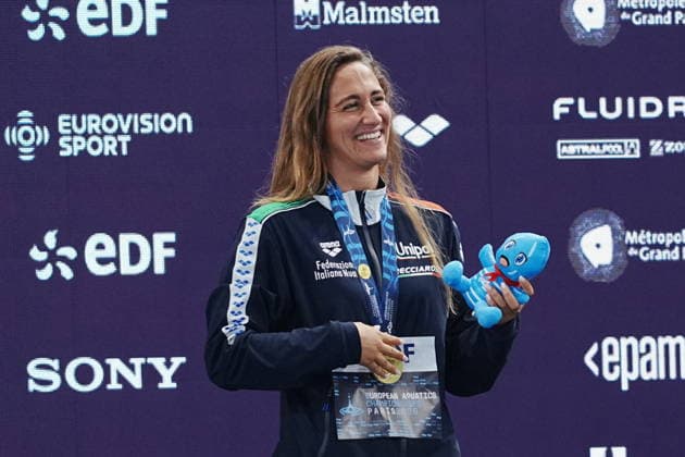 Simona Quadarella win gold medal in the Women s 400m freestyle at the Swimming European Aquatics Championships Paris 2026, Paris, August 16, 2026  Copyright: xGianxMattiaxD™alberto LaPressex