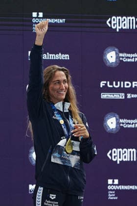 Simona Quadarella win gold medal in the Women s 400m freestyle at the Swimming European Aquatics Championships Paris 2026, Paris, August 16, 2026  Copyright: xGianxMattiaxD™alberto LaPressex