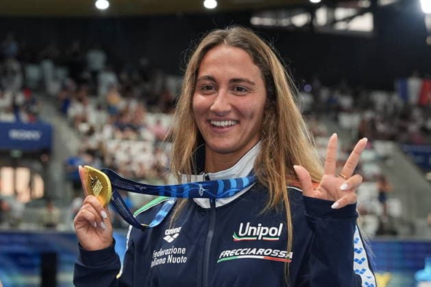 Simona Quadarella win gold medal in the Women s 400m freestyle at the Swimming European Aquatics Championships Paris 2026, Paris, August 16, 2026  Copyright: xGianxMattiaxD™alberto LaPressex
