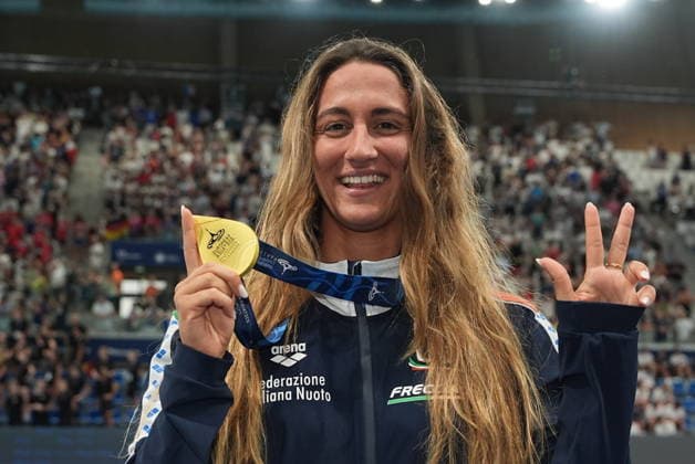 Simona Quadarella win gold medal in the Women s 400m freestyle at the Swimming European Aquatics Championships Paris 2026, Paris, August 16, 2026  Copyright: xGianxMattiaxD™alberto LaPressex