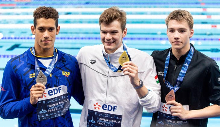 European Aquatics Championships Swimming Day 7 Hugo Gonzalez De Oliveira, Hubert Kos, Mikhail Shcherbakov during European Aquatics Championships Swimming Day 7 in Paris, France, on August 16, 2026 Paris France  Copyright: xFotoxOlimpikx originalFilename:jastrzebowski-european260816_npVzX.jpg