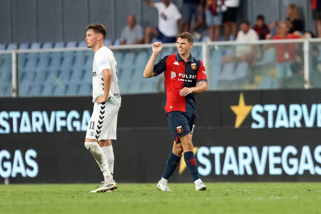 Foto IPP ACGE Genova 16 08 2026 32°Coppa Italia 2026 2027 Genoa-Ascoli nella foto: Elias Havel esulta dopo il gol del 4-1 Italy Photo Press World Copyright Genova italy Italia ITALY  Copyright: xR4924_italyphotopressx