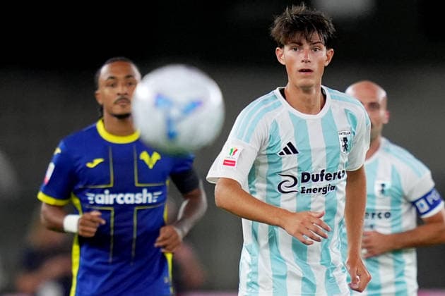 Entella s Tommaso Annoni during Frecciarossa Italian Cup 2026 2027 soccer match between Hellas Verona and Entella at the Bentegodi Stadium in Verona, north Italy - Sunday August 16, 2026. - Soccer .  Copyright: xSpada LaPressex