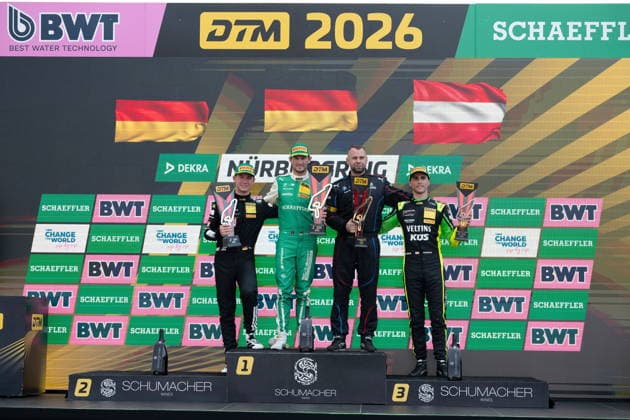 RECORD DATE NOT STATED Siegerpodium DTM Nuerburgring Rennen2 Sonntag von links: 84 Tom Kalender (GER), Mercedes-AMG GT3, Team: Mercedes-AMG Team Landgraf (GER), Sieger Nuerburgring Rennen 2 Sonntag, 11 Marco Wittmann (AUT), BMW M4 GT3 EVO, Team: Schubert Motorsport (GER). Teamverantwortlicher BMW Team Schubert Motorsport (GER), 91 Thomas Preining (AUT), Porsche 911 GT3 R, Team: Manthey (GER) GER, Motorsport, DTM 2026, Rennen 12, Rennen, Sonntag, Nuerburgring, Nuerburg, Rheinland-Pfalz, 16.08.2026 GER, Motorsport, DTM 2026, Rennen 12, Rennen, Sonntag, Nuerburgring, Nuerburg, Rheinland-Pfalz, 16.08.2026 Nuerburg *** DTM Nürburgring Race 2 Sunday Winners Podium, from left: 84 Tom Kalender (GER), Mercedes-AMG GT3, Team Mercedes-AMG Team Landgraf (GER), Winner of Nürburgring Race 2 on Sunday; 11 Marco Wittmann (AUT), BMW M4 GT3 EVO, Team Schubert Motorsport (GER), Team Manager, BMW Team Schubert Motorsport (GER), 91 Thomas Preining (AUT), Porsche 911 GT3 R, Team Manthey GER GER, Motorsports, DTM 2026, Race 12, Race, Sunday, Nürburgring, Nürburg, Rhineland-Palatinate, August 16, 2026 GER, Motorsports, DTM 2026, Race 12, Race, Sunday, Nürburgring, Nürburg, Rhineland-Palatinate, August 16, 2026, Nürburg Copyright: xEibner-Pressefoto JuergenxAugstx EP_JAT