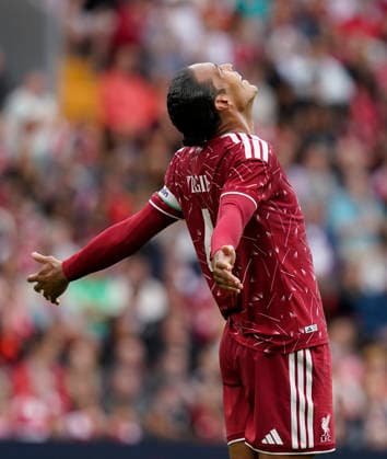 Liverpool, England, 16th August 2026. Virgil van Dijk of Liverpool during the Liverpool vs Como 1907 Pre Season Friendly match at Anfield, Liverpool. Picture credit should read: Andrew Yates Sportimage EDITORIAL USE ONLY. No use with unauthorised audio, video, data, fixture lists, club league logos or live services. Online in-match use limited to 120 images, no video emulation. No use in betting, games or single club league player publications. SPI_012_AY_LIVERPOOL_COMO SPI-4910-0011