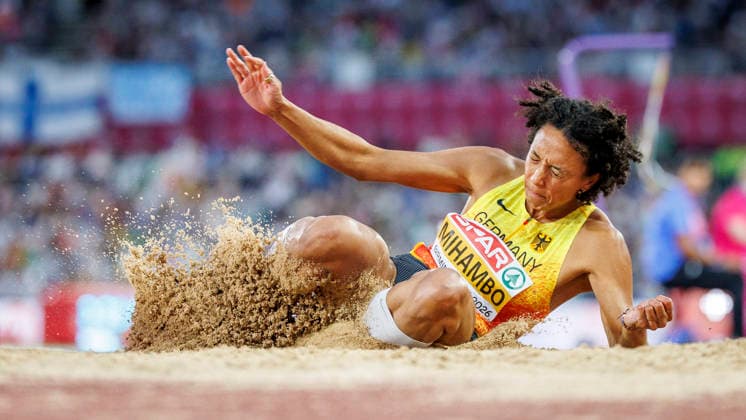 BIRMINGHAM, GREAT BRITAIN - AUGUST 16, 2026: Malaika MIHAMBO (GER Germany) competing in the long jump during the European Athletics Championships at Alexander Stadium on August 16, 2026 in Birmingham, Great Britain. Great Britain Copyright: xAxelxKohringx