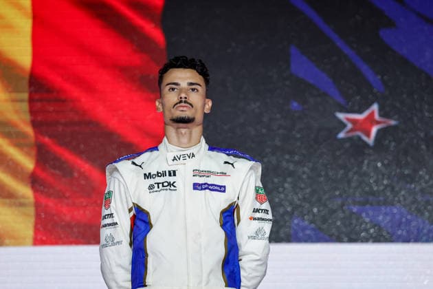 2026 FORMULA E LONDON ePRIX WEHRLEIN Pascal (ger), Porsche Formula E Team, Porsche 99X Electric, portrait podium during the London ePrix, 16th and 17th round of the 2025-26 ABB FIA Formula E World Championship, WM, Weltmeisterschaft on the ExCel London Circuit from August 14 to 16, 2026 in London, United Kingdom - LondonUnited Kingdom  Copyright: xPauloxMariax