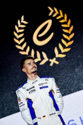 2026 FORMULA E LONDON ePRIX WEHRLEIN Pascal (ger), Porsche Formula E Team, Porsche 99X Electric, portrait podium during the London ePrix, 16th and 17th round of the 2025-26 ABB FIA Formula E World Championship, WM, Weltmeisterschaft on the ExCel London Circuit from August 14 to 16, 2026 in London, United Kingdom - LondonUnited Kingdom  Copyright: xPauloxMariax