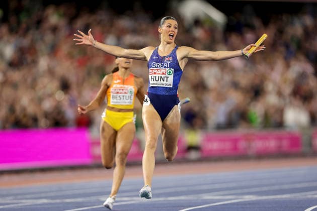 2026 European Athletics Championships, Alexander Stadium, Birmingham, England 16 8 2026 4x100m Mixed Relay Great Britain Amy Hunt™s celebrates winning gold Amy Hunt™s celebrates winning gold 16 8 2026  Copyright: xx 0U6A8684