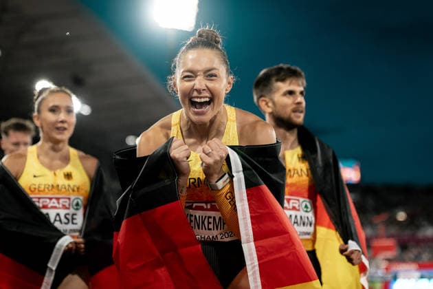 Gina Lueckenkemper (SCC Berlin, 4x100m Mixed Staffel), GBR, Leichtathletik, Athletics, European Athletics Championships 2026, Leichtathletik Europameisterschaft 2026, Birmingham 2026, 09.08.2026, GBR, Leichtathletik, Athletics, European Athletics Championships 2026, Leichtathletik Europameisterschaft 2026, Birmingham 2026, 09.08.2026 Birmingham *** Gina Lueckenkemper, SCC Berlin, 4x100m Mixed Relay, GBR, Track and Field, Athletics, 2026 European Athletics Championships, 2026 European Track and Field Championships, Birmingham 2026, August 9, 2026, GBR, Track and Field, Athletics, 2026 European Athletics Championships, 2026 European Track and Field Championships, Birmingham 2026, August 9, 2026, Birmingham Copyright: xStefanxMayerx EP_SMR