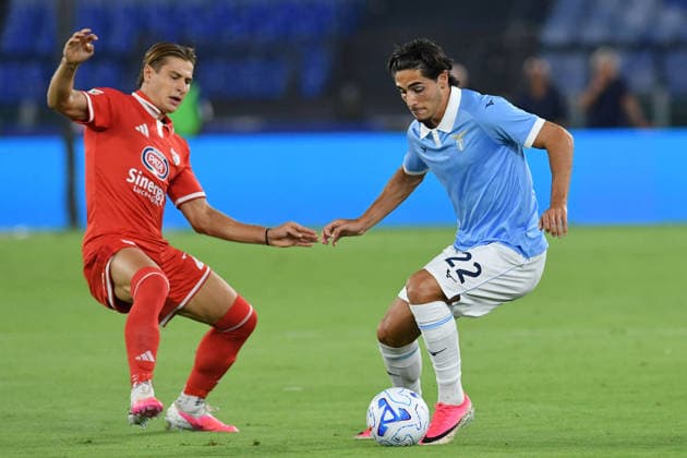 Soccer, Italy cup, Lazio-Mantova Alessio Castellini of Mantova 1911,Matteo Cancellieri of SS Lazio during the round of 32 match of Coppa Italia Lazio-Mantova at the Stadio Olimpico. Rome (Italy), August 16, 2026 Copyright: xx