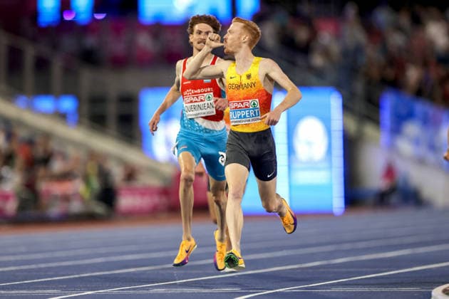 2026 European Athletics Championships, Alexander Stadium, Birmingham, England 16 8 2026 Men™s 3000m Steeplechase Germany™s Frederik Ruppert celebrates winning gold Frederik Ruppert celebrates winning gold 16 8 2026  Copyright: xx 0U6A8785