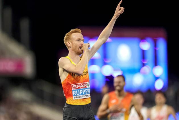 2026 European Athletics Championships, Alexander Stadium, Birmingham, England 16 8 2026 Men™s 3000m Steeplechase Germany™s Frederik Ruppert celebrates winning gold Frederik Ruppert celebrates winning gold 16 8 2026  Copyright: xx 0U6A8786
