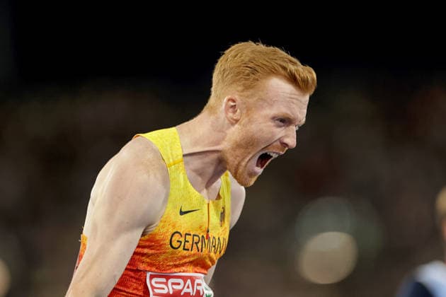 2026 European Athletics Championships, Alexander Stadium, Birmingham, England 16 8 2026 Men™s 3000m Steeplechase Germany™s Frederik Ruppert celebrates winning gold Frederik Ruppert celebrates winning gold 16 8 2026  Copyright: xx 0U6A8787