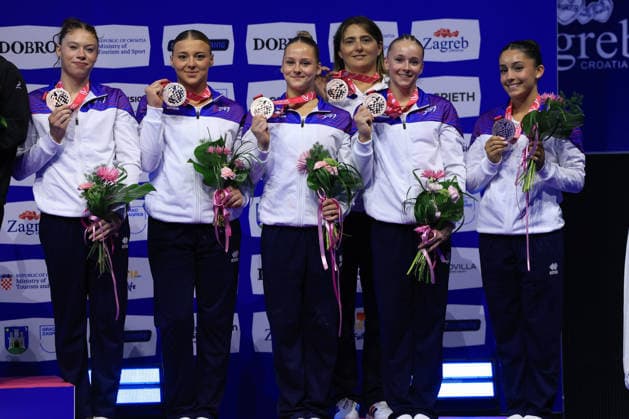 Zagreb, 16.08.2026. - 36TH EUROPEAN WOMEN™S ARTISTIC GYMNASTICS CHAMPIONSHIPS Women s Artistic Gymnastics, Team Final, SENIORS BRONZE, France OSYSSEK-REIMER Morgane COLAS Elena PRAT Maiana CHARPY Lorette CHASSAT Lola Women s Artistic Gymnastics, Team Final, SENIORS  2S6A7425.JPG