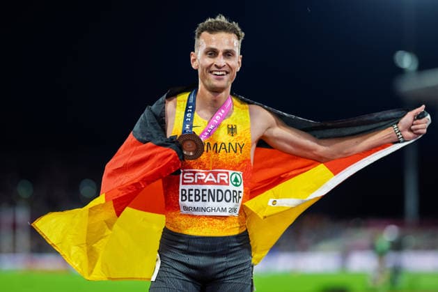 BIRMINGHAM, UNITED KINGDOM - AUGUST 16: Karl Bebendorf of Germany wins the bronze Medal in the Men s 3000m Steeplechase during the European Athletics Championships in Alexander Stadium on August 16, 2026 in Birmingham, United Kingdom. England United Kingdom Copyright: xBEAUTIFULxSPORTS TobiasxLacknerx