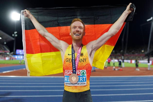 Sport Bilder des Tages BIRMINGHAM, GREAT BRITAIN - AUGUST 16, 2026: Frederik RUPPERT (GER Germany) wins Gold in the 3000m steeplechase during the European Athletics Championships at Alexander Stadium on August 16, 2026 in Birmingham, Great Britain. Great Britain Copyright: xAxelxKohringx