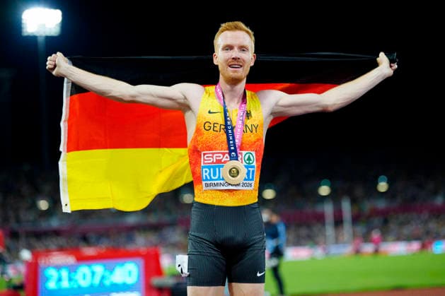 BIRMINGHAM, GREAT BRITAIN - AUGUST 16, 2026 : European champion over 3000m steeplechase: Frederik RUPPERT (GER Germany) during the European Athletics Championships at Alexander Stadium on August 16, 2026 in Birmingham, Great Britain. Great Britain Copyright: xLeahxKohringx