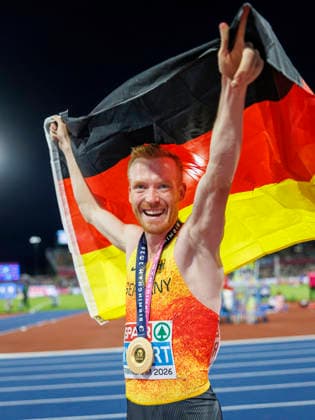 BIRMINGHAM, GREAT BRITAIN - AUGUST 16, 2026: Frederik RUPPERT (GER Germany) wins Gold in the 3000m steeplechase during the European Athletics Championships at Alexander Stadium on August 16, 2026 in Birmingham, Great Britain. Great Britain Copyright: xAxelxKohringx