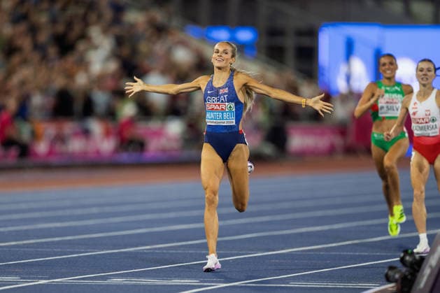 BIRMINGHAM, UNITED KINGDOM - AUGUST 16: Georgia Hunter Bell of Great Britain wins in the Women s 1500m during the European Athletics Championships in Alexander Stadium on August 16, 2026 in Birmingham, United Kingdom. England United Kingdom Copyright: xBEAUTIFULxSPORTS TobiasxLacknerx