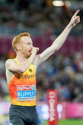 BIRMINGHAM, GREAT BRITAIN - AUGUST 16, 2026 : European champion over 3000m steeplechase: Frederik RUPPERT (GER Germany) during the European Athletics Championships at Alexander Stadium on August 16, 2026 in Birmingham, Great Britain. Great Britain Copyright: xLeahxKohringx
