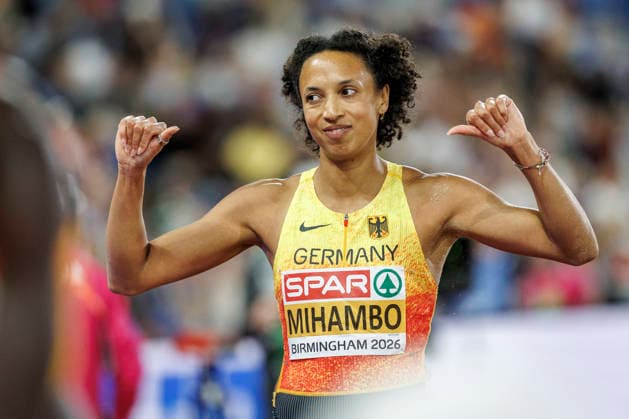 BIRMINGHAM, GREAT BRITAIN - AUGUST 16, 2026: Malaika MIHAMBO (GER Germany) reacts after her last jump during the European Athletics Championships at Alexander Stadium on August 16, 2026 in Birmingham, Great Britain. Great Britain Copyright: xAxelxKohringx