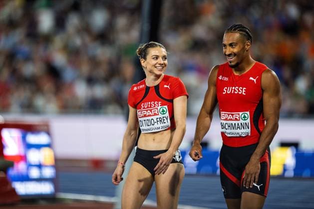 BIRMINGHAM, UNITED KINGDOM - AUGUST 16: GÃ raldine Di Tizio-Frey of Switzerland competes in the 4x100m Mixed Relay during the European Athletics Championships in Alexander Stadium on August 16, 2026 in Birmingham, United Kingdom. England United Kingdom Copyright: xBEAUTIFULxSPORTS TobiasxLacknerx