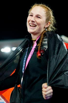 BIRMINGHAM, GREAT BRITAIN - AUGUST 16, 2026 : Silver in the in the javelin throw for Julia ULBRICHT (GER Germany) during the European Athletics Championships at Alexander Stadium on August 16, 2026 in Birmingham, Great Britain. Great Britain Copyright: xLeahxKohringx
