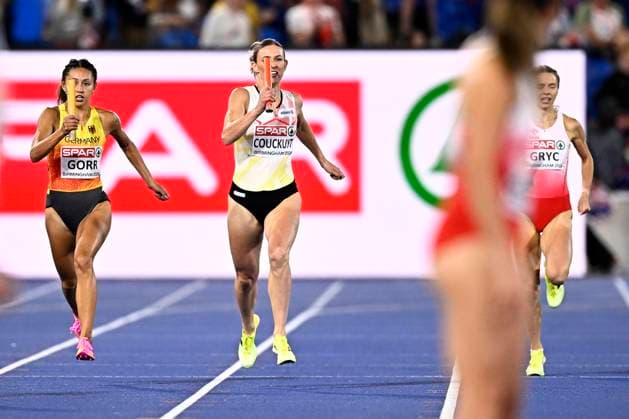 European Athletics Championships Birmingham 2026 - day 7 BIRMINGHAM, ENGLAND - AUGUST 16 : the Belgian Cheetahs - Couckuyt Paulien (BEL), Ponette Helena (BEL), Laus Camille (BEL) and Hanssens Ilana (BEL) in action during the 4x400m final in action during the 4x400m final in action during the 1500m final on day 7 of the Birmingham 2026 European Athletics Championships on August 16, 2026 in Birmingham, England, 16 08 2026 Birmingham ENGLAND  Copyright: xTomasxSiskx