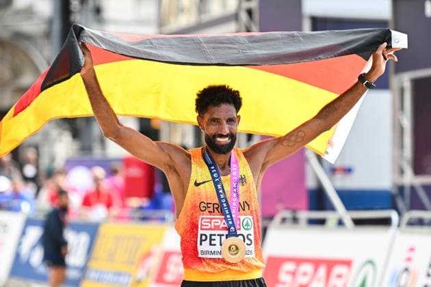 27th European Athletics Championships - Birmingham 2026: Day Seven Amanal Petros of Germany competes in the Men s Marathon during the Birmingham 2026 European Athletics Championships at Birmingham city center on August 16, 2026, in Birmingham, United Kingdom. Birmingham United Kingdom  Copyright: xStefanosxKyriazisx originalFilename:kyriazis-birmingh260816_npy6J.jpg