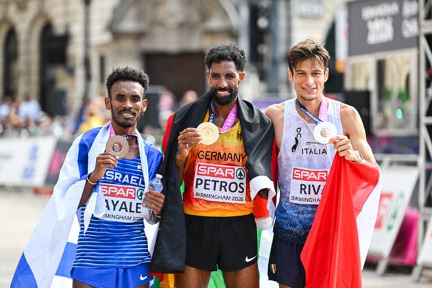 27th European Athletics Championships - Birmingham 2026: Day Seven Amanal Petros of Germany, Pietro Riva of Italy and Gashau Ayale of Israel compete in the Men s Marathon during the Birmingham 2026 European Athletics Championships at Birmingham city center on August 16, 2026, in Birmingham, United Kingdom. Birmingham United Kingdom  Copyright: xStefanosxKyriazisx originalFilename:kyriazis-birmingh260816_npjOQ.jpg