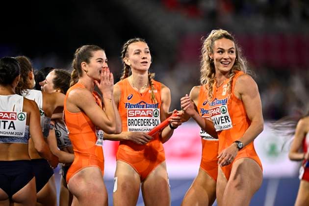 European Athletics Championships Birmingham 2026 - day 7 BIRMINGHAM, ENGLAND - AUGUST 16 : Broeders-Bol Femke (NED), Klaver Lieke (NED) Saalberg Eveline (NED) in action during the 4x400m final on day 7 of the Birmingham 2026 European Athletics Championships on August 16, 2026 in Birmingham, England, 16 08 2026 Birmingham ENGLAND  Copyright: xTomasxSiskx